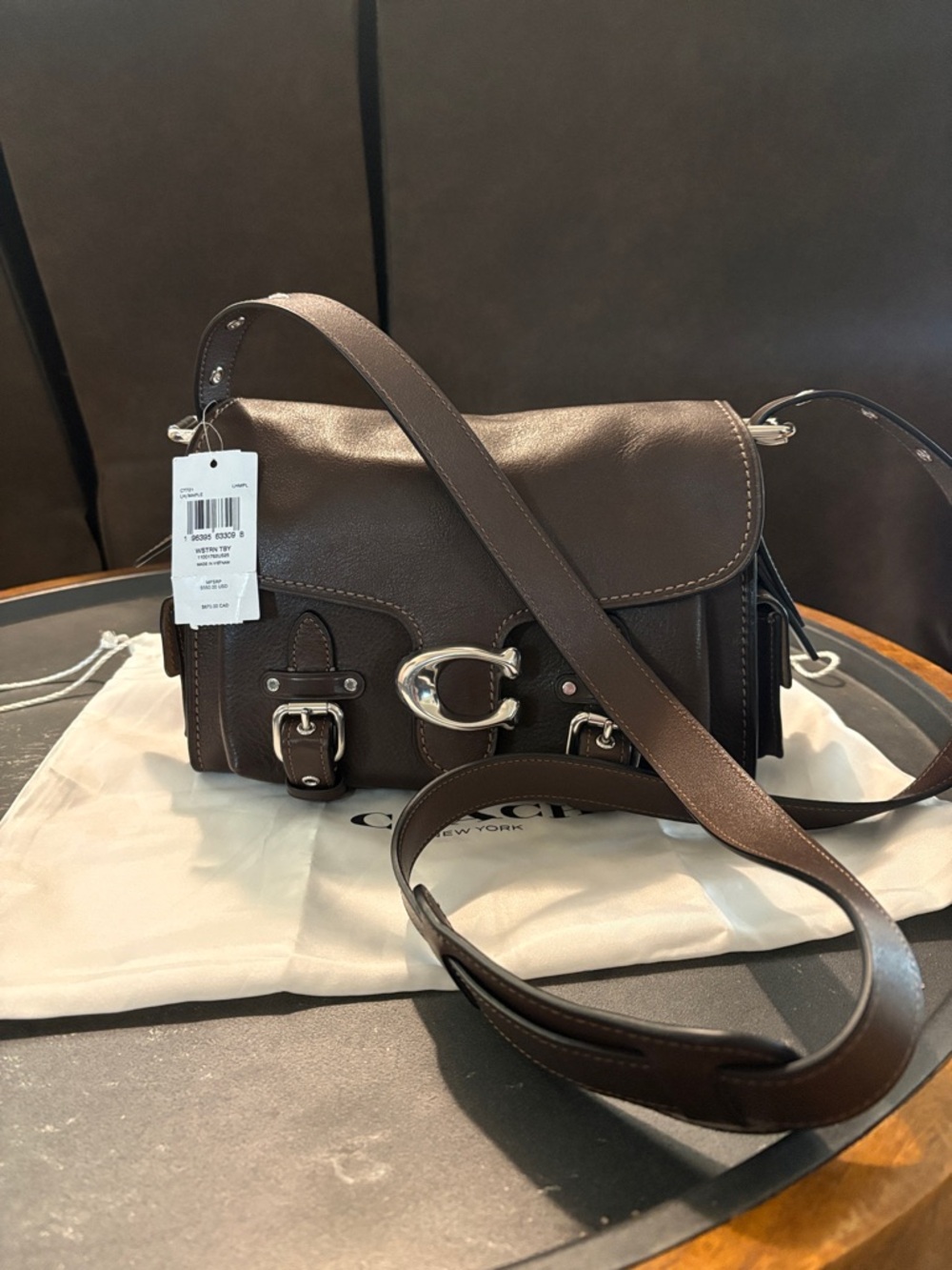 Coach Western Tabby Maple Leather Crossbody Bag with Silver Hardware